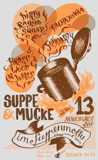 Plakat für die Suppe&Mucke Soli im Suppenmolly 2010, die zweite